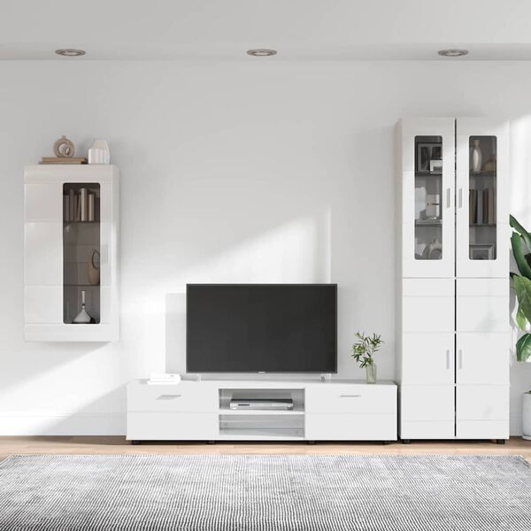 vidaXL Conjunto de mueble de TV brillante Madera de ingenier&iacute;a