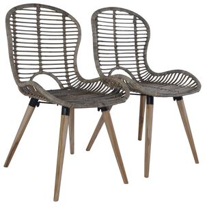 vidaXL Sillas de comedor 2 unidades rat&aacute;n natural marr&oacute;n