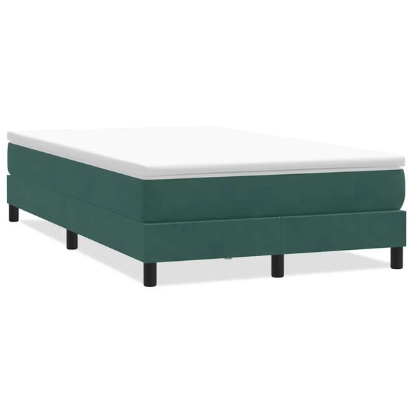 vidaXL Cama box spring sin colch&oacute;n terciopelo verde oscuro 120x210 cm