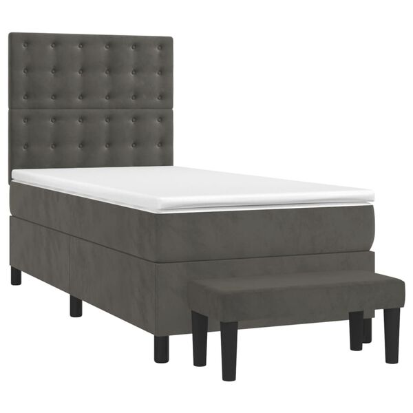 vidaXL Cama box spring con colch&oacute;n terciopelo gris oscuro 80x200 cm