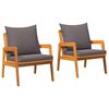 vidaXL Silla de Jard&iacute;n 2 Pieza Aceite Natural 65 x 59,5 x 72 cm