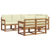 vidaXL Conjunto de sof&aacute;s de exterior con coj&iacute;n 7 pcs Natural y Crema