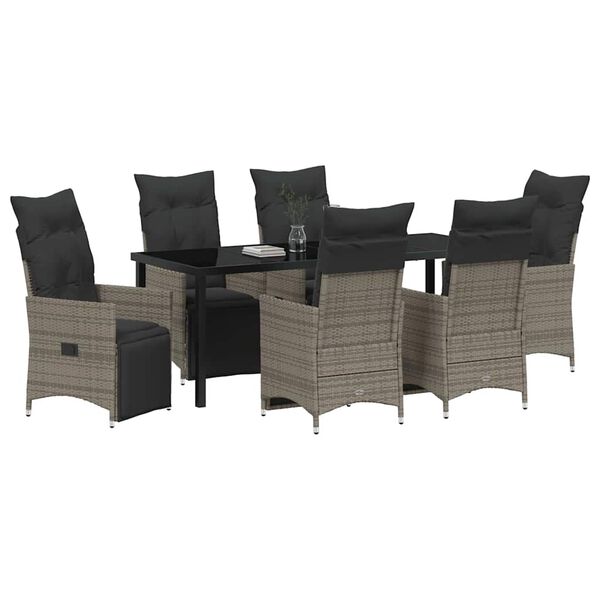 vidaXL Conjunto de Comedor de Jard&iacute;n 7 pcs Gris rat&aacute;n sint&eacute;tico