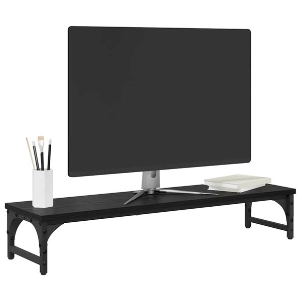vidaXL Soporte para Monitor Roble Negro 85 x 23 x 15,5 cm