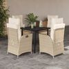vidaXL Set comedor de jard&iacute;n 5 pzas con cojines rat&aacute;n sint&eacute;tico beige