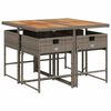 vidaXL Set comedor de jard&iacute;n 5 piezas con cojines rat&aacute;n sint&eacute;tico gris