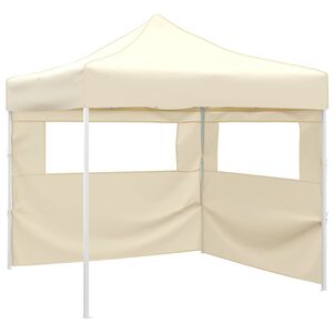 vidaXL Cenador plegable con 2 paredes color crema 291x291x315 cm