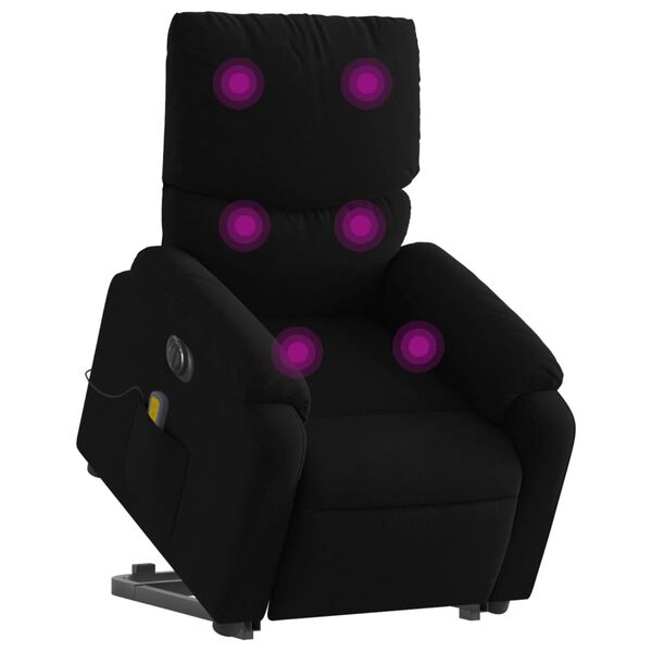 vidaXL Sillón de masaje eléctrico reclinable elevable tela negro