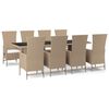vidaXL Set comedor de jard&iacute;n 9 pzas con cojines rat&aacute;n sint&eacute;tico beige