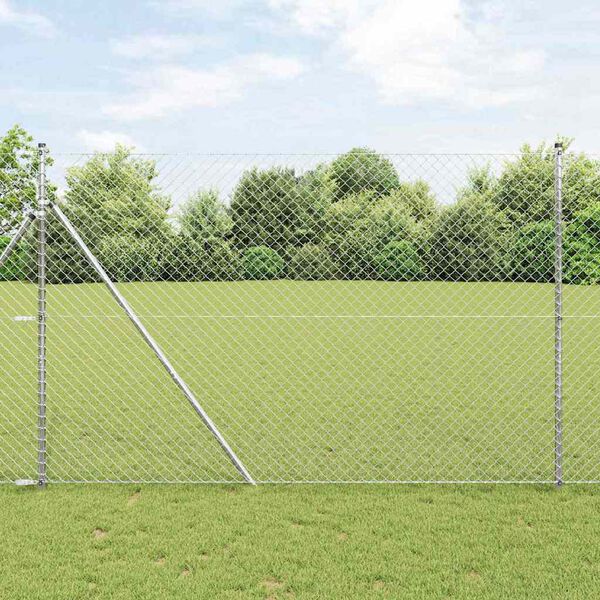 vidaXL Poste de Valla Plateado 10 x 1,6 m (malla de 40 x 40 mm) Acero