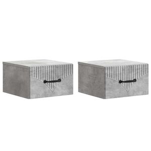 vidaXL Mesita de Noche de Pared 2 pcs Gris Hormig&oacute;n 34,5 x 33 x 20 cm