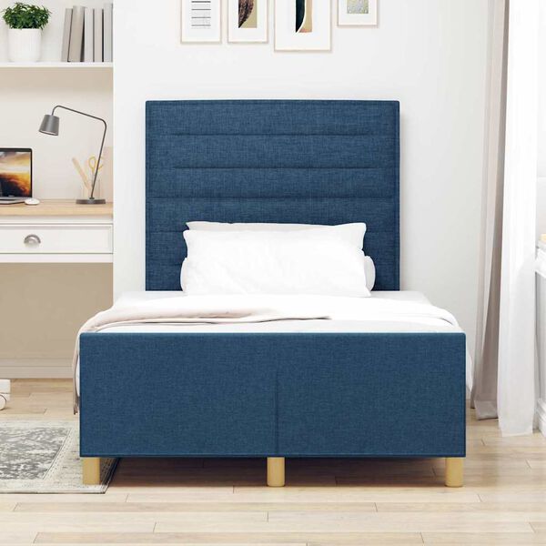 vidaXL Estructura de cama con cabecera Azul 120 x 190 cm tela