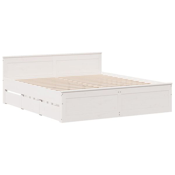 vidaXL Cama sin colch&oacute;n con cabecero madera de pino blanco 180x200 cm