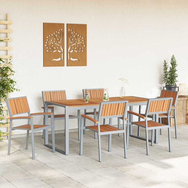 vidaXL Conjunto de Comedor de Jard&iacute;n 7 pcs Gris