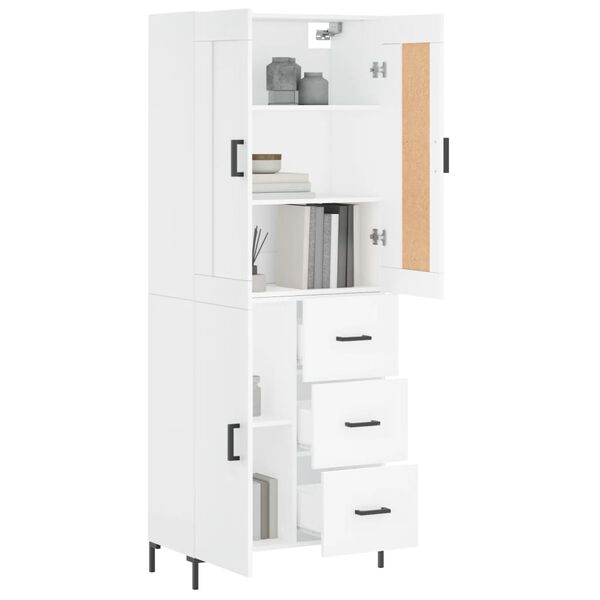 vidaXL Aparador alto madera contrachapada blanco 69,5x34x180 cm