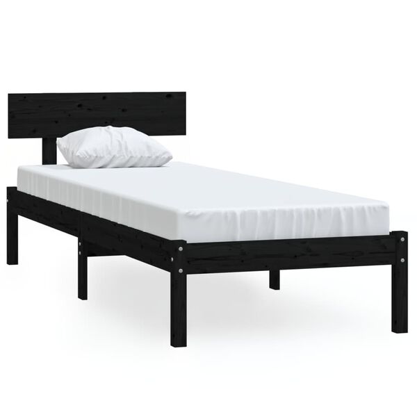 vidaXL Estructura de cama individual pequeña sin colchón madera negro