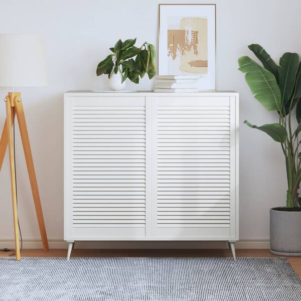 vidaXL Puerta de armario lamas 2 uds madera pino blanco 99,3x59,4 cm