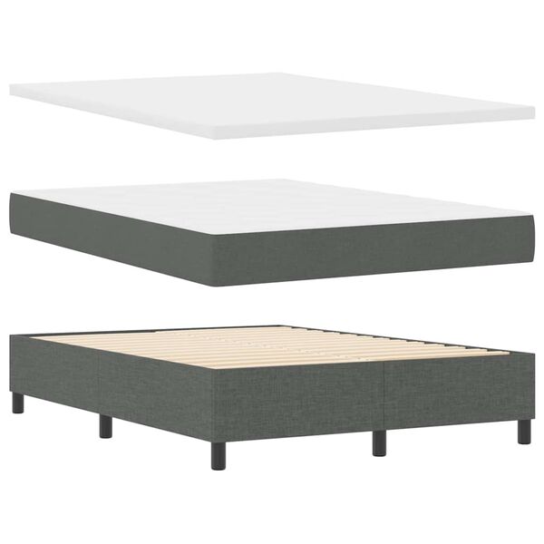 vidaXL Cama tipo Box Spring con colch&oacute;n Gris oscuro 140 x 190 cm tela