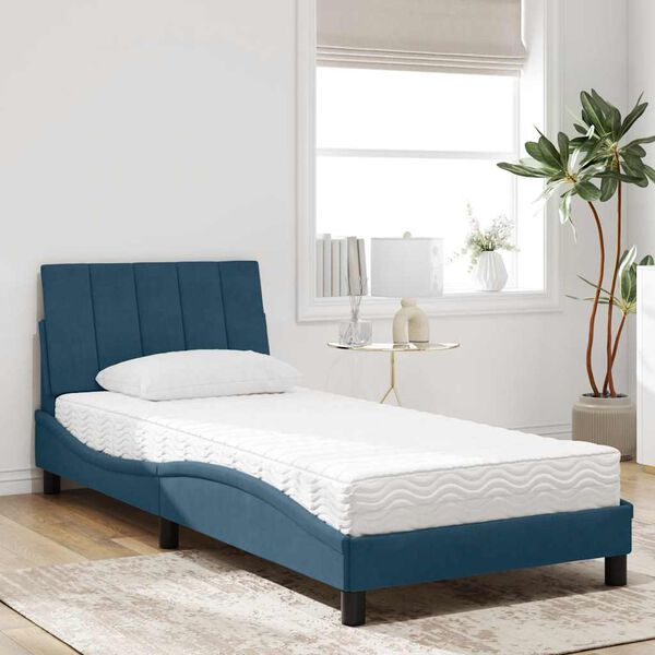 vidaXL Cama con colch&oacute;n Hanko terciopelo azul 80x200 cm