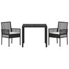 vidaXL Conjunto de Comedor de Jard&iacute;n 3 pcs Negro rat&aacute;n sint&eacute;tico