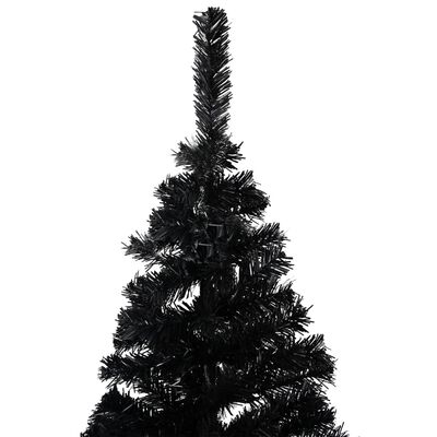 vidaXL Árbol de Navidad preiluminado con luces y bolas negro 240 cm