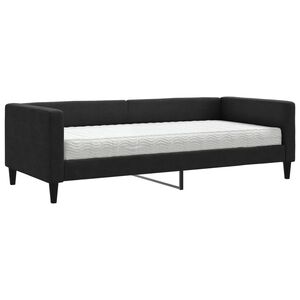 vidaXL Sof&aacute; cama con colch&oacute;n tela negro 90x200 cm