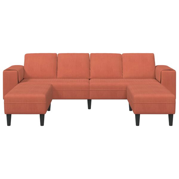 vidaXL Sof&aacute; con coj&iacute;n Rojo Naranja 250 x 188 x 76 cm Tela de Pana