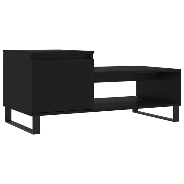 vidaXL Mesa de centro madera contrachapada negro 100x50x45 cm