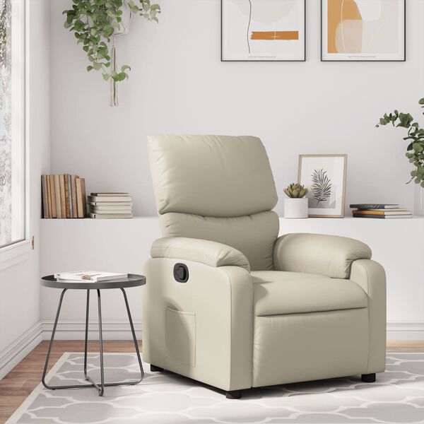 vidaXL Sill&oacute;n reclinable de cuero sint&eacute;tico crema