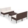 vidaXL Set muebles de jard&iacute;n 5 pzas y cojines rat&aacute;n sint&eacute;tico marr&oacute;n