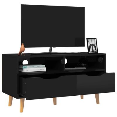 vidaXL Mueble de TV madera de ingeniería negro brillo 90x40x48,5 cm
