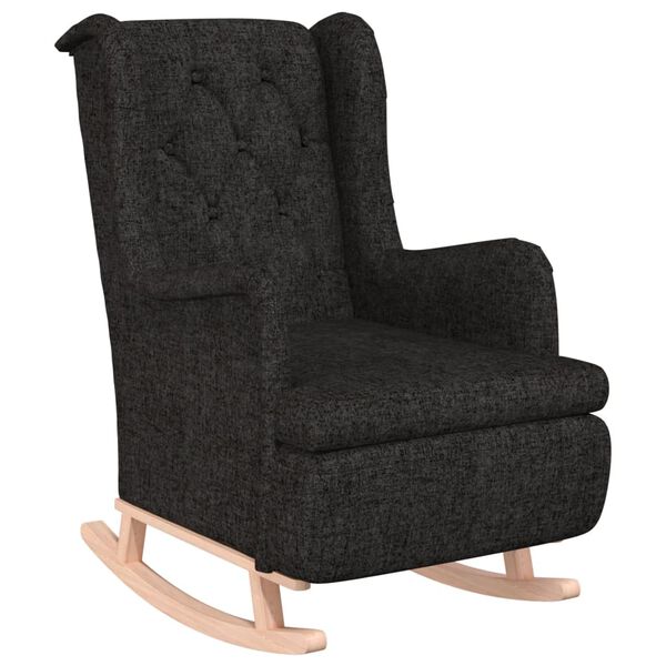 vidaXL Sill&oacute;n con patas mecedoras madera caucho terciopelo negro