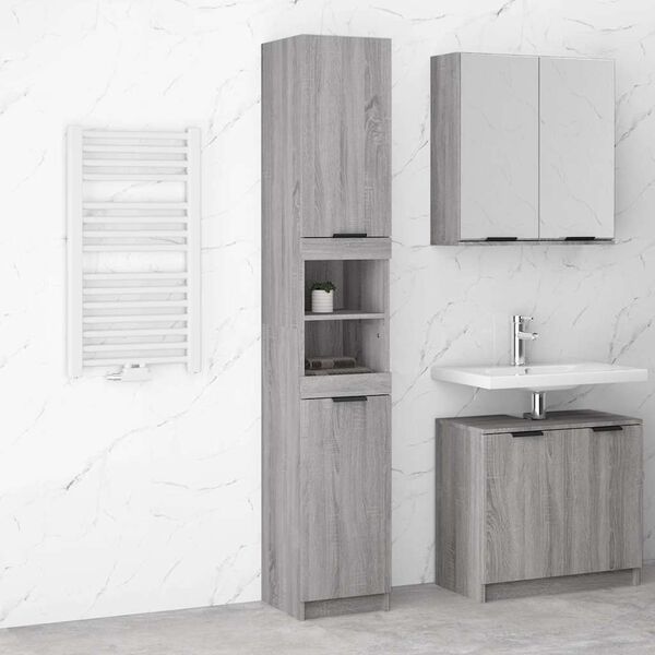 vidaXL Armario de ba&ntilde;o madera contrachapada gris Sonoma 32x34x188,5 cm