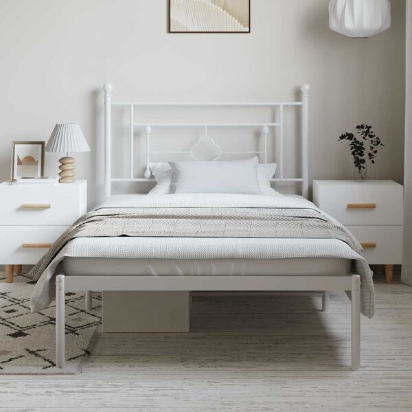 vidaXL Estructura cama sin colchón con cabecero metal blanco 100x200cm