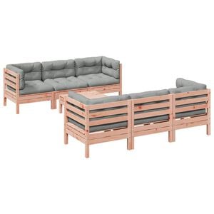 vidaXL Set de sof&aacute;s jard&iacute;n 7 pzas con cojines madera abeto Douglas
