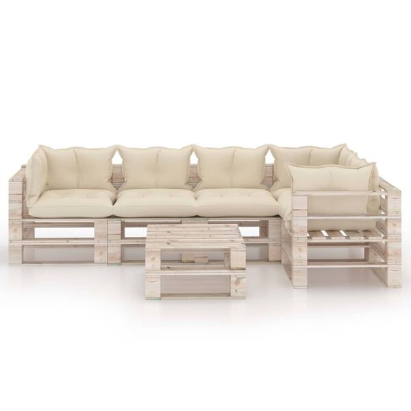 vidaXL Muebles de jard&iacute;n de palets 6 pzas y cojines madera de pino