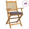 vidaXL Silla Plegable 8 uds. Gris Madera maciza de Acacia