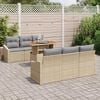 vidaXL Conjunto de sof&aacute; de jard&iacute;n con coj&iacute;n Manual 7 pcs Beige y gris