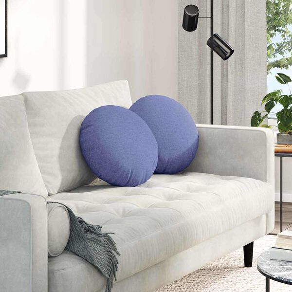 vidaXL Cojines para asiento 2 pcs Azul jeans &Oslash;40 x 13 cm tela