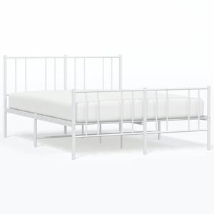 vidaXL Estructura cama sin colch&oacute;n con estribo metal blanco 140x190 cm