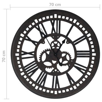vidaXL Reloj de pared de MDF negro 70 cm