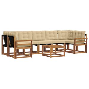 vidaXL Conjunto de sof&aacute;s de exterior con coj&iacute;n 8 pcs Natural y Beige