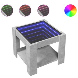 vidaXL Mesa de centro y LED madera ingenier&iacute;a gris hormig&oacute;n 53x53x45cm