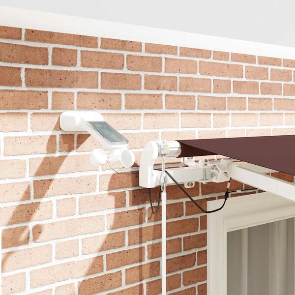 vidaXL Toldo retr&aacute;ctil autom&aacute;tico con luces LED marr&oacute;n 300x250 cm