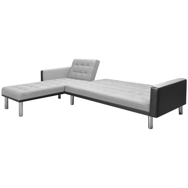 vidaXL Sof&aacute; cama de esquina tela negro y gris 218x155x69 cm