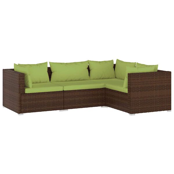 vidaXL Set muebles de jardín 4 piezas y cojines ratán sintético marrón