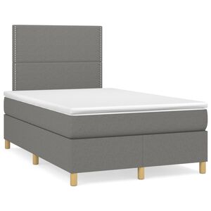 vidaXL Cama box spring con colch&oacute;n tela gris oscuro 120x200 cm