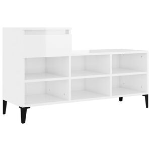 vidaXL Mueble zapatero madera contrachapada blanco brillo 102x36x60 cm
