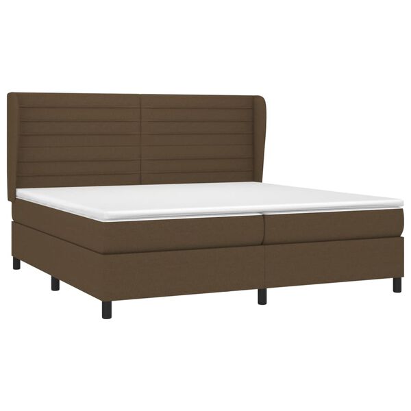 vidaXL Cama box spring con colch&oacute;n tela marr&oacute;n oscuro 200x200 cm