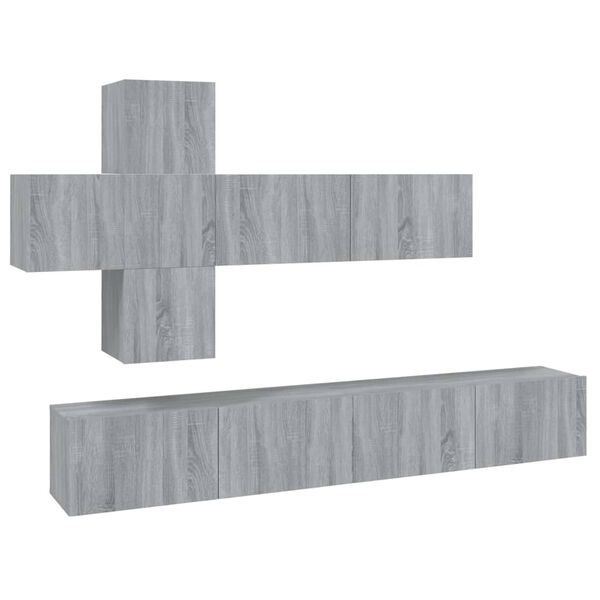 vidaXL Set de muebles para TV 7 pzas madera contrachapada gris Sonoma